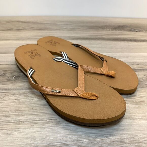 Size 9 KuaiLu Women's Yoga Flip Flops Brown Foam Thong Sandals - Picture 1 of 10